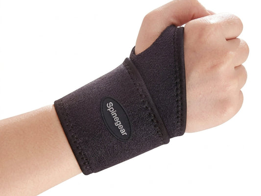 Genuine Spinegear flexible wrist support with thumb loop; not the same as a structured neutral-position night splint