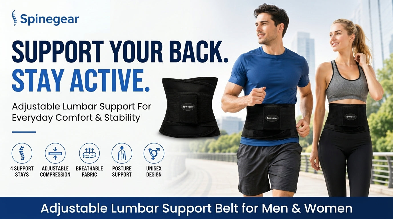 Spinegear adjustable lumbar support belt for man and woman 