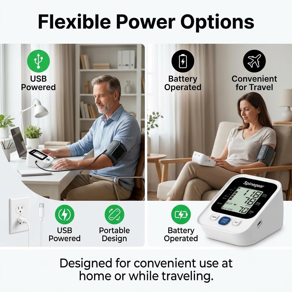 Spinegear Blood Pressure Monitor – Upper Arm BP Machine with 22-42cm Cuff