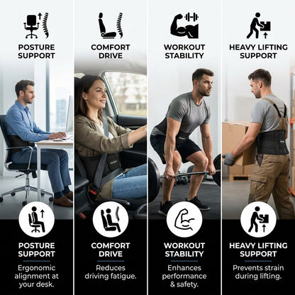 lumbar support belt with 4 stays