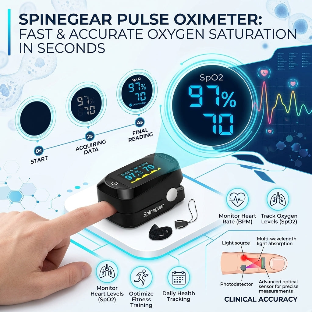 Compact pulse oximeter device for pulse and oxygen monitoring