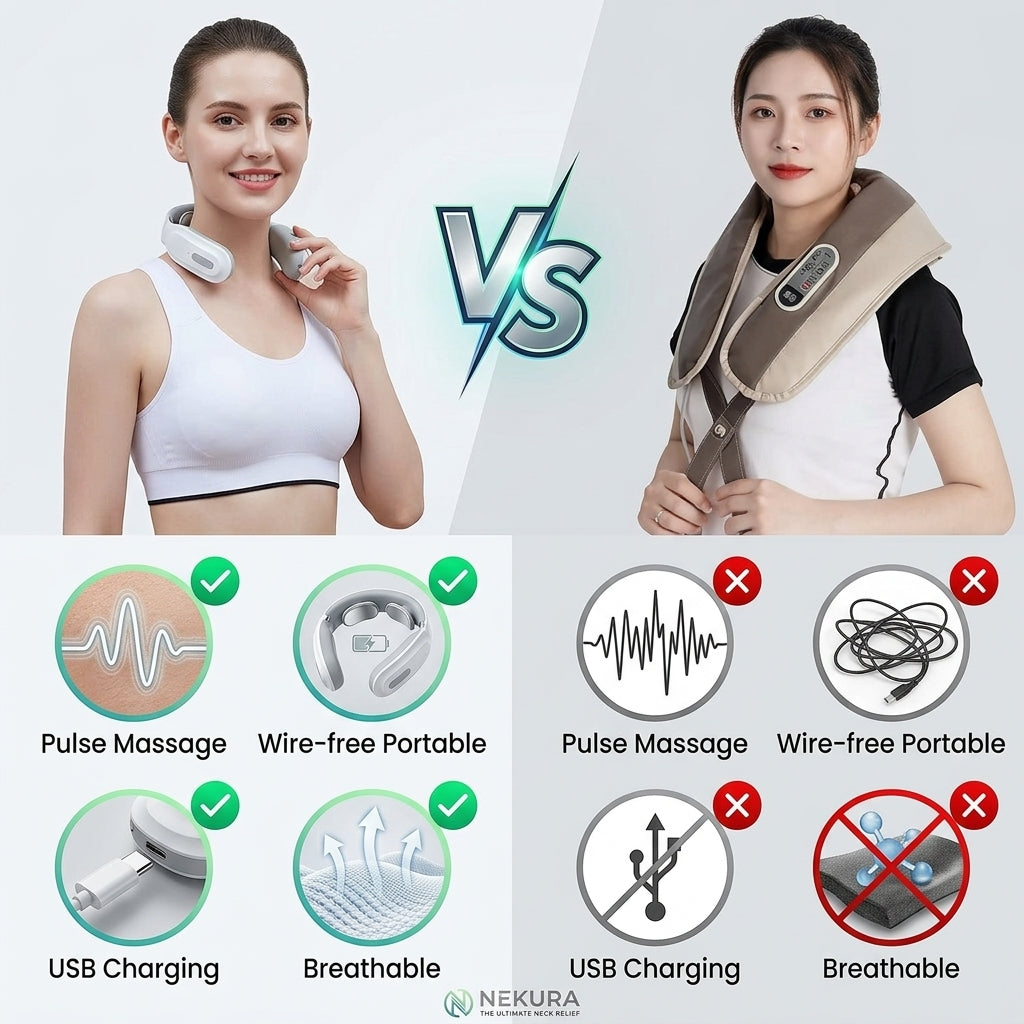 Comparison chart of two massage devices