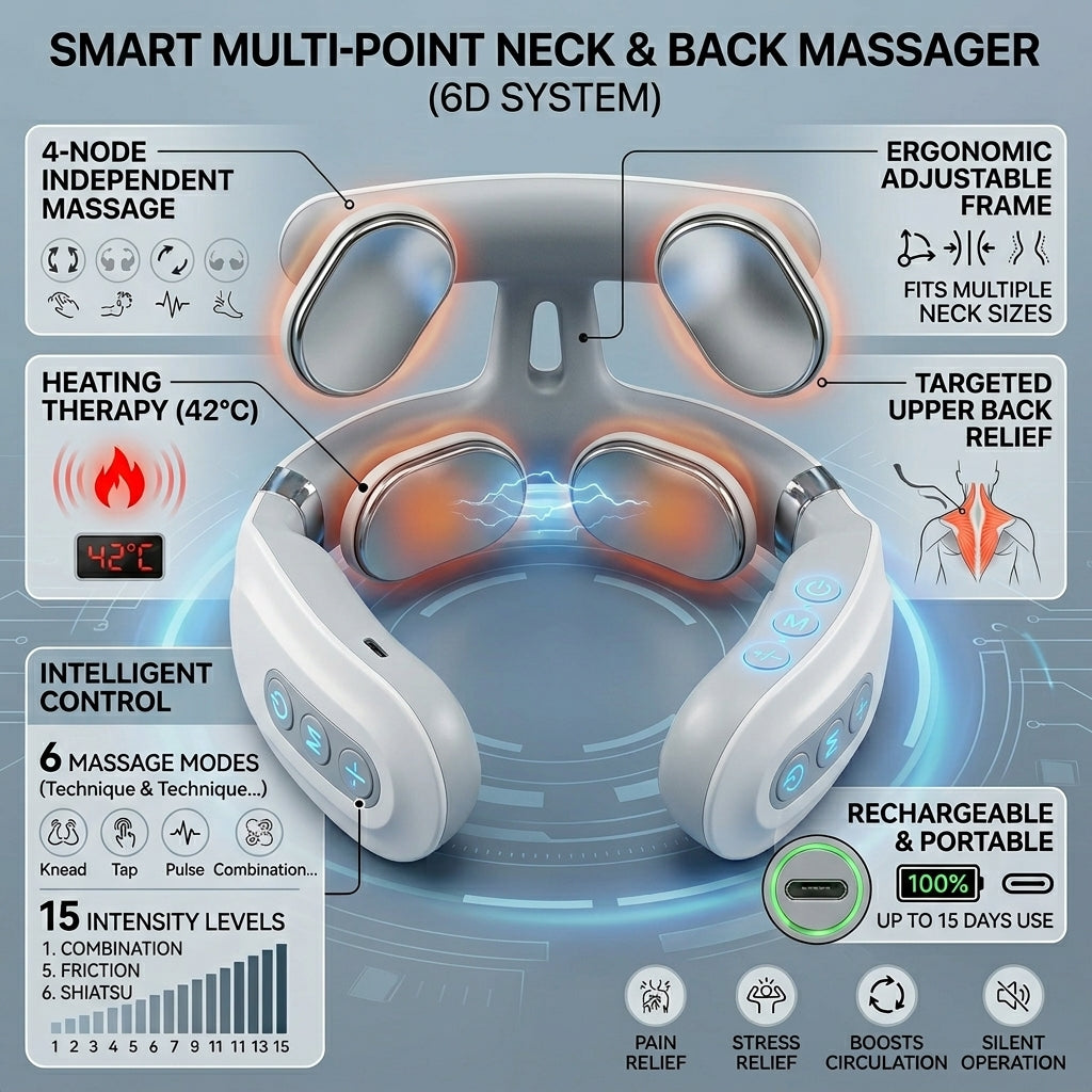 Smart multi-point neck and back massager