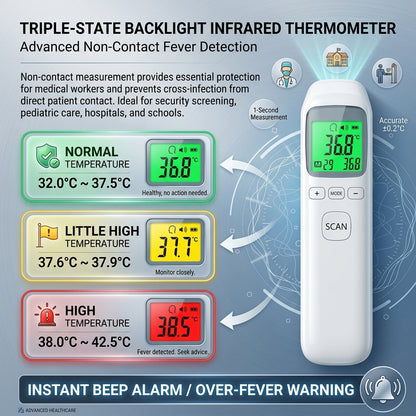 Triple-state backlight infrared thermometer with temperature display 
