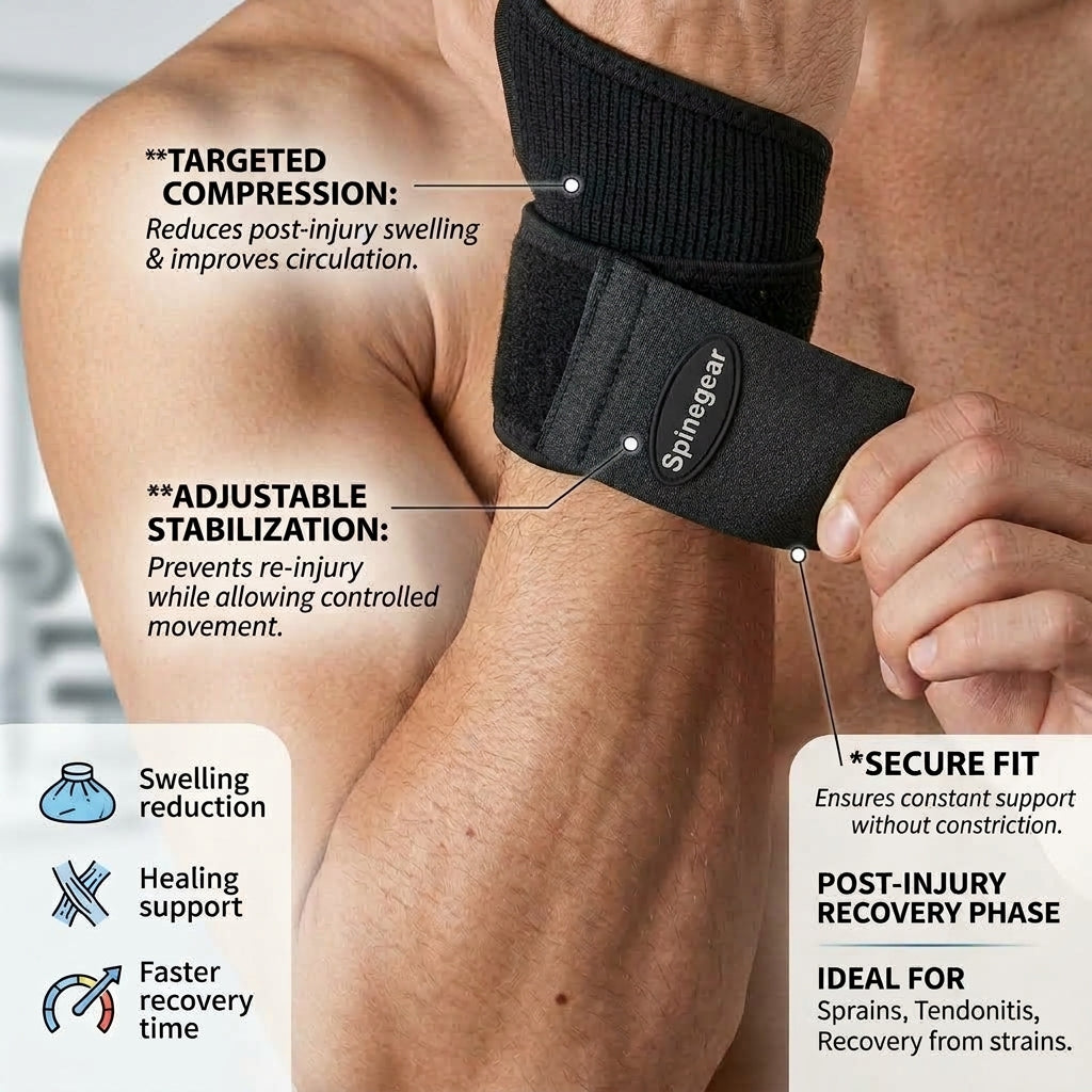 Spinegear adjustable wrist support brace with thumb stabiliser