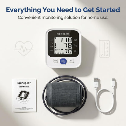 Spinegear Blood Pressure Monitor – Upper Arm BP Machine with 22-42cm Cuff
