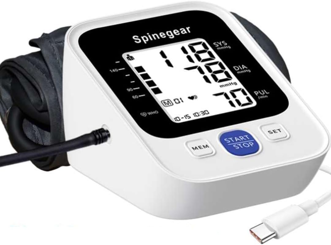 Spinegear Blood Pressure Monitor – Upper Arm BP Machine with 22-42cm Cuff