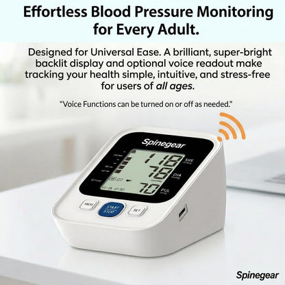Spinegear Blood Pressure Monitor – Upper Arm BP Machine with 22-42cm Cuff