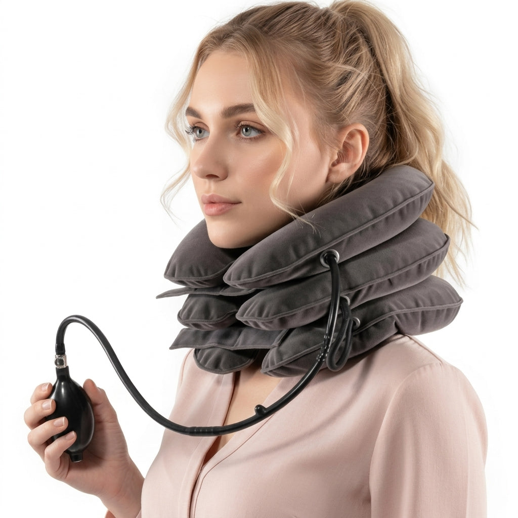 inflatable neck pillow with a pump