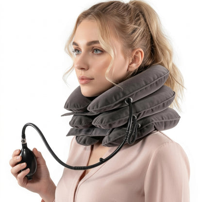 inflatable neck pillow with a pump