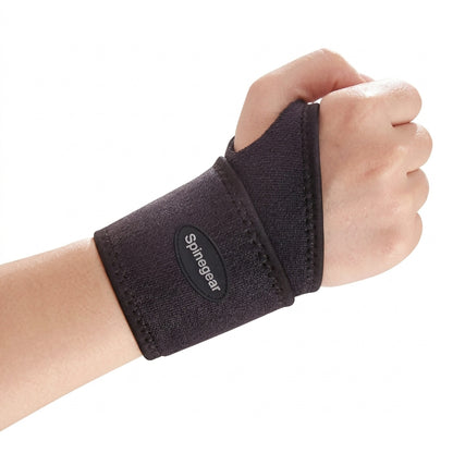Spinegear adjustable wrist support with thumb strap worn on the wrist